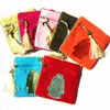 Small Embroidery clothes Coin Purse Bag Zipper Vintage Jewelry Gift Pouches Chinese style Tassel Cotton Linen Eco Storage Bag