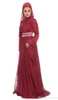 Burgundy Chiffon Formale Long Maxi Lace Appliques Abiti da sera con manica lunga Hijab 2022 2022 Sfoglia a strati a strati a strati Arabo 8327326