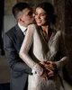 2019 Romantiska Mermaid Bröllopsklänningar Plus Size Sexig Backless V-Neck Bridal Gowns Custom Made Long Sleeves Beach Wedding Dress