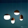 Nordic Glas-LED Pendelleuchte Holz Farbe Einzelhängelampe für Esszimmer Wohnzimmer Bar Reaustant Beleuchtung Dekoration