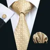 Hi-Tie Męskie 8.5 CM Jedwabny Tie Polka Dots Style Hurtownie Krawat Hanky ​​Cufflinks Klasyczny Jedwabny żakardowy tkany