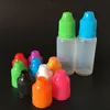 PE plastik damlalık şişeleri 15ml çocuk geçirmez kapaklar uzun ince uçlar sıvı 15 ml