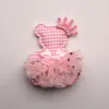 Neue Prinzessin Baby Mädchen Charakter Bären Form Haarspangen Glitzer Filz Krone Haarschleifen Rosa Gazeband Schleife 20 Stück Haarnadeln