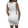 Las mujeres blancas mini vestido sexy sin mangas Bodycon lado ahueca hacia fuera el vestido de encaje vestido de fiesta del club nocturno S-XL