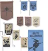 DIY Burlap Garden Flags 4styles 12 "WX18" H DIY JUTE Liene Yard House Dekorativ hängande flagga Courtyard Tryckta annonser Flaggor