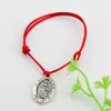 MIC 50 pcs Adjustable Bracelets Red Waxes rope Antique silver Alloy ST. JUDE THADDEUS Jesus Oval Medal Charm Adjustable Bracelet B-31