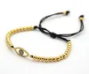 Trendy sieraden groothandel gemaakt door 4mm ronde bronzen kralen mode micro pave cz oog vlechten macrame armbanden