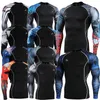 Partihandel-Långärmad hud Komplett Grafisk Kompression Skjortor Multi-Använd Fitness Gym MMA CrossFit Running Sport Toppar