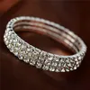 Nuovo braccialetto braccialetto di lusso Shinning bianco strass braccialetti per le donne sposa 1 2 3 4 5 file moda elegante elastico matrimonio Brac5766780