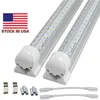 25 / Pack Cooler Dörr integrerad V Form 8FT LED Tube Light 6500K 65W 90W Rensa lins