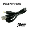 100 unids/lote cables de carga USB a CC 2,5mm a conector USB/cable de alimentación jack