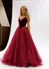 Robe de soirée princesse bordeaux moderne, col en v, sans manches, en velours et Organza, robe de bal