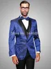 Vente en gros- (Veste + Pantalon + Gilet + Cravate) 2018 Royal Blue Men Suit Fashion Slim Fit Party Costume De Mariage Hommes Custom Made Mariage Terno Tuxedos Groom