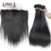 Ear To Ear 13x4Size Lace Frontal Closure With 3 Bundles Brazilian Straight Virgin Human Hair Weaves Unprocessed Brazilian Remy Hair Closures