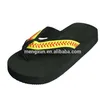 Free shipping yellow softball flip flop Baseball white leather sandals rhinestone decals big flower shape men beach sports sandals