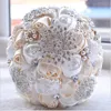 Muhteşem Düğün Çiçekleri Gelin Buketleri Fildişi Beyaz Yapay Düğün Buketi Kristal Punları Ile Pearls 2016 Buque de Noiva