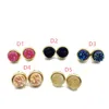 Moda Drusy Druzy Stud Brincos Prata Banhado A Ouro Redondo Drop Square 5 Cores Rock Crystal Stone Brincos para Mulheres Jóias