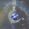 Crescent Necklace Starry Moon Outer Space Chain Silver Gemstone Pendant Necklaces Jewelry Christmas Gift Mix Models 12 Design