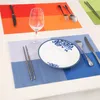 Wholesale- 4 Pcs/set Placemats PVC Table Mat Color Block Dining Disc Pads Coasters Mantel Napperon 30*45cm Plate Bar Table Tapete de lugar