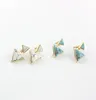 Mode pierre naturelle blanc Turquoise boucles d'oreilles plaqué or Triangle géométrie pierre précieuse boucle d'oreille pour les femmes bijoux