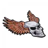 Upwinged Grey Bold Angry Skull Patch, Skull Back Embroidered Iron On Or Sew OnPatches 4.25*5 INCH Free Shipping