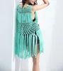 New Summer Sexy Women Cotton Hollow Knitted Vest Ladies Long Coat Solid Tassel Sleeveless Beach Jacket for women