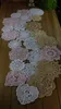 Set med 24 st Crocheted Doilies, Bordservett 6 Beige 12 Vit 6 Rosa, Heart Square Round Coaster, doily för virka hemtextil