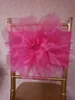 2016 Custom Made 3D Flower Plum Chair Covers Romantic Organza Beautiful Chair Sashes Cheap Wedding Chair Decorations 0332