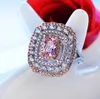 Top Selling Luxury Jewelry Handmade 18K White Gold Filled Cushion Shape Pink Sapphire CZ Diamond Gemstones Women Wedding Crown Ban3907830