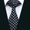 Классические шелковые мужские галстуки Наборы черного галстука Dot Mens Neck Галстуки Галстук-платок Запонки Набор жаккардовые тканые Встреча для деловых свадебных вечеринок N-1459