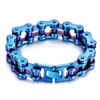 Mężczyźni Kobiety motocyklowe motocyklowe łańcuch motocyklowy Bracelets 18 mm punk rockowy Hiphop Rainbow Blue Titanium Bransoletka Bransoletka Bransoleta Bolek 316L Biżuteria rowerowa ze stali nierdzewnej