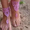 Entier-2015 nouveau 2 paires ornées pieds nus sandales plage mariage mariée tricot cheville pied chaîne #810962151