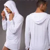 Gratis frakt n2n yoga wear mens sexiga pyjamas sovkläder manlig mantel masculino yoga tröja Casual wear hooded silkeslen polyester