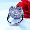 Top Selling Luxury Jewelry Handmade 18K White Gold Filled Cushion Shape Pink Sapphire CZ Diamond Gemstones Women Wedding Crown Band Ring