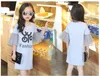 Großmädchen Sommerkleid 2018 Neuankömmlinge Kinder Langes T -Shirt Kiding Clothing Mode Girls Cotton Casual T -Shirt 120160cm 5pcslot1086750