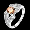 Damenliebe Volldiamant Doppel-V mit Stein Ring 925 Silber Ring STPR011-Ein brandneuer Champagner-Edelstein-Fingerring aus Sterlingsilber