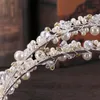 Vintage Bruiloft Bridal Crystal Rhinestone Pearl Kralen Haaraccessoires Hoofdband Band Crown Tiara Lint Hoofddeksel Sieraden Set