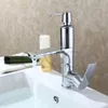 With Soap Liquid Device Bathroom Basin Mixer Faucet, Solid Brass Chrome Deck Mounted Sink Tap 5103