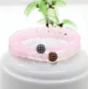 Hot Sale Girls Smycken 6mm A Grade Pink Agate Stone Pärlor med 9mm Micro Paved Blue CZ Ball Beaded Bracelet Party Gift