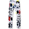 Whole-Big Size 28-44 White Printed Men Jeans Fashion Male Unique Cotton Jeans For Man Men's Casual Debris Printing Pants 202T