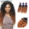 Épaisses et lisses malaisiennes Kinky Curly Wave Ombre Extensions de Cheveux Deux Tons Coloré # 1B 30 10-30 '' Vague Profonde Vierge Remy Tissage de Cheveux Humains