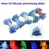 100pcs/lot 9mm LED 픽셀 모듈 스트링 라이트 DC5V IP68 방수 채널 문자 흰색/빨간색/옐로우/블루/그린