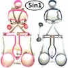 Dispositivi in acciaio inossidabile 5/8in1 Cintura+colletto+reggiseno+manetta+anello del braccio+coscia con kit di bondage sexy a catena G7-4-437784496