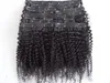 Clip brasileño en extensiones de cabello humano de trama de cabello rizado afro rizado sin procesar color negro natural 200 g/SET