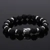 Partihandel-Pulseras Mujer Black Lava Sten Buddha Pärlor Armband Elastisk Charm Armband Rope Chain Natural Stone för män och kvinnor Armband