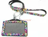 DHL Fedex Envío gratis 200 piezas Bling Lanyard Crystal Rhinestone en el cuello con cierre de garra ID Badge Holder con tarjeta de trabajo