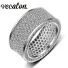 Vecalon Volledige 320 stks Gesimuleerde Diamond CZ Wedding Band Ring voor Dames 10kt Wit Goud Gevuld Vrouwelijke Engagement Band SZ 5-11