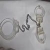 Plast BDSM SM SEX Toys Bondage Collar Handbojor Crystal Halsband Spel Vuxenprodukter
