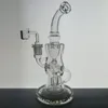 corona bong FTK Glass Torus Bong Klein Oil Rig Recycler Smoking Water Pipe dimensioni del giunto 14,4 mm 10 pollici di altezza