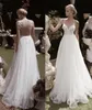 Nuevo diseño Princesa Vestidos de novia Turquía Sexy Cuello en V profundo Vestido de novia de encaje Ilusión Corpiño Sin espalda Vestido de novia de playa para barato